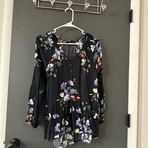 Floral Black Women's Top